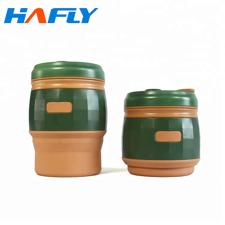 Muestra gratis diva plegable latte reutilizable taza de consumición plegable de silicona