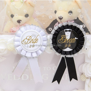 Negro Blanco Novia a ser Rosette <span class=keywords><strong>Boda</strong></span> nupcial novio insignia - Product Image 4
