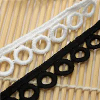 1.2cm White Black Circle Lace Trims Applique Polyester / Cotton Costume Trimmings Home Textiles Sewing Lace Fabric FH013