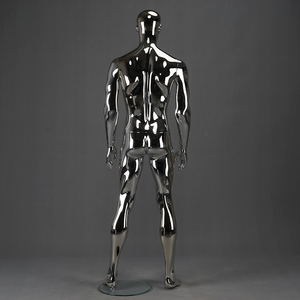 Mannequin masculin <span class=keywords><strong>nu</strong></span> en chrome argenté, corps entier, visage abstrait réaliste, sexy - Product Image 5