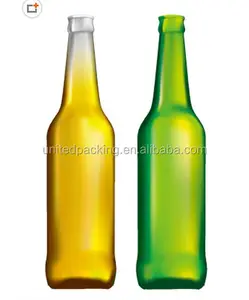 ビール瓶琥珀色グリーンブルークリアガラスリキュール500mlクラウンキャップラウンドホットスタンピング飲料フリント