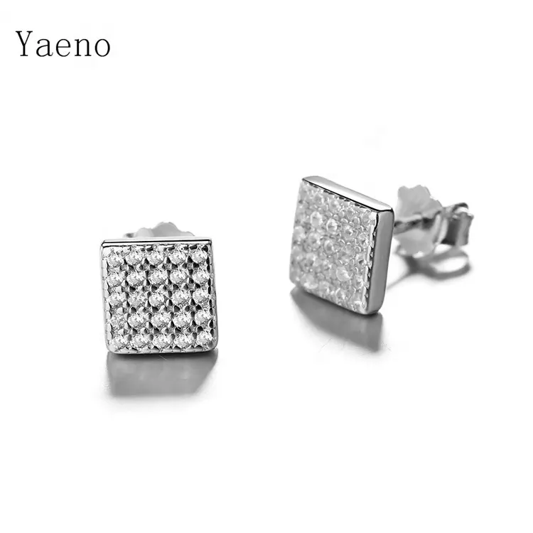 Hot Sale New Design 925 Sterling Silver CZ Jewellery Square Stud Earrings