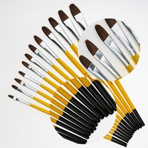 Peinture belette pinceaux bois rond 5A artiste pinceau ensemble 1 #-12 # OEM haute qualité artiste peinture à l'huile gouache peinture acrylique - Product Image 4