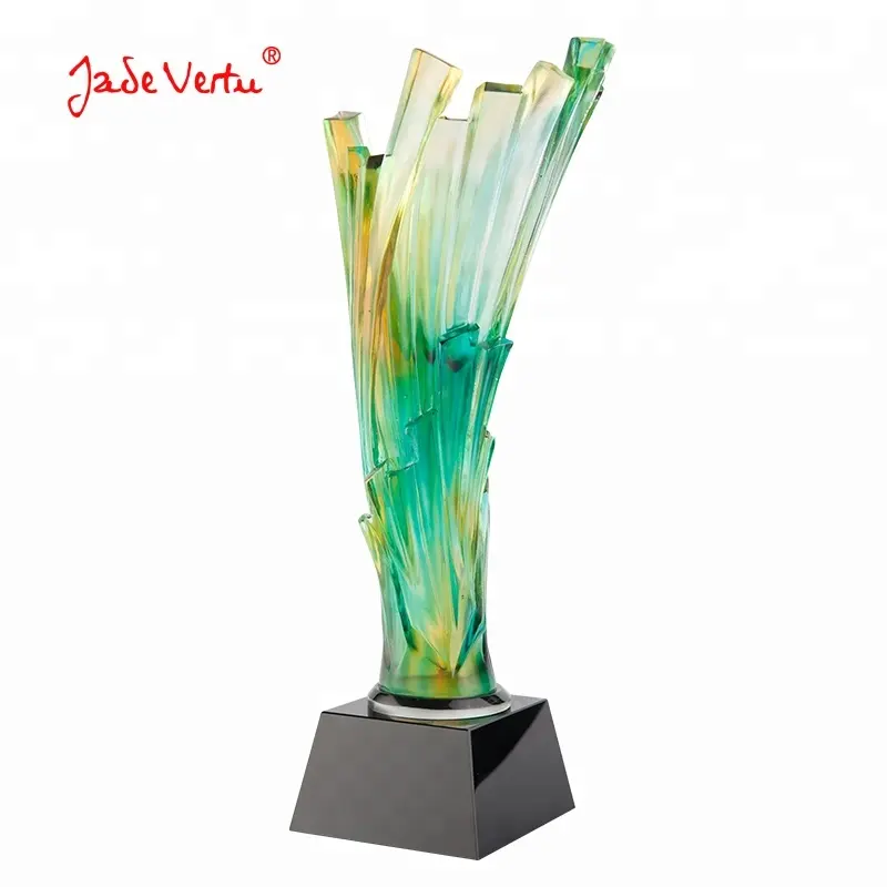 Jadevertu K9 اللون المزجج الكريستال الجناح بطل الفن الزجاج جائزة بات دي فيرا الكأس مخصص الفائز الريشة الكأس