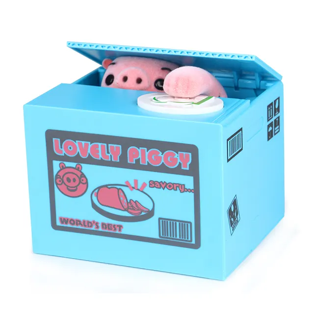 Xiaoboxing en iyi hediye ABS plastik mavi çalmak sikke kare tasarrufu para kutusu banka domuz kumbara çocuklar için