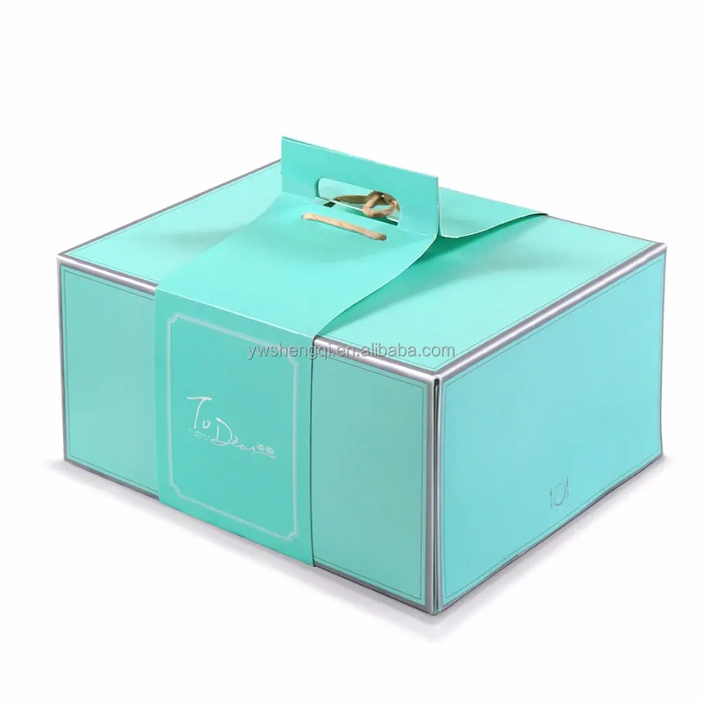 Elegante nieuwe aangekomen tiffany blauw zilveren grens handvat ontwerp bruidstaart dozen cake pop doos
