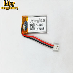 Connector 2,0-2 P 402035 v 250 mAh 3,7 V rechargeable LiPo battery solar rechargeable lithium-ion polymer lithium battery with PCM - Product Image 3