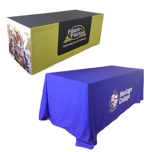 Eco Friendly Custom Size and Logo Knitted <strong>Polyester</strong> <strong>Table</strong> Cloth <strong>Table</strong> Cover <strong>Table</strong> <strong>Throw</strong> for Trade Show Advertising - Product Image 2