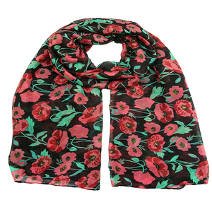 À la mode nouvelle grande pavot imprimé floral respirant tissu écharpe - Product Image 3