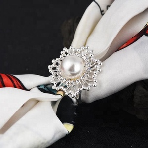 Perfil Bajo bufanda Simple anillo oro plata aleación llena gema artificial flores bufanda joyería - Product Image 4