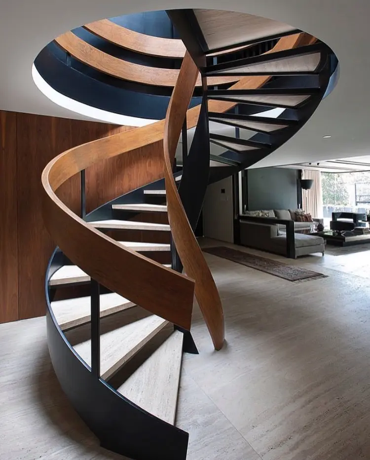 modern indoor steel decorative spiral curved staircase foshan factory