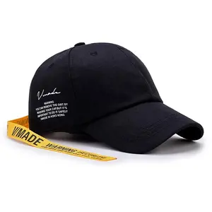 Custom 100% cotton adjustable plastic closer baseball cap blank with long strap