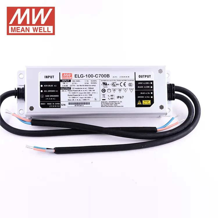 100W Constant Current LED Driver 700mA Dimmable ELG-100-C700B Meanwell Waterproof Outdoor Power Supply for Light