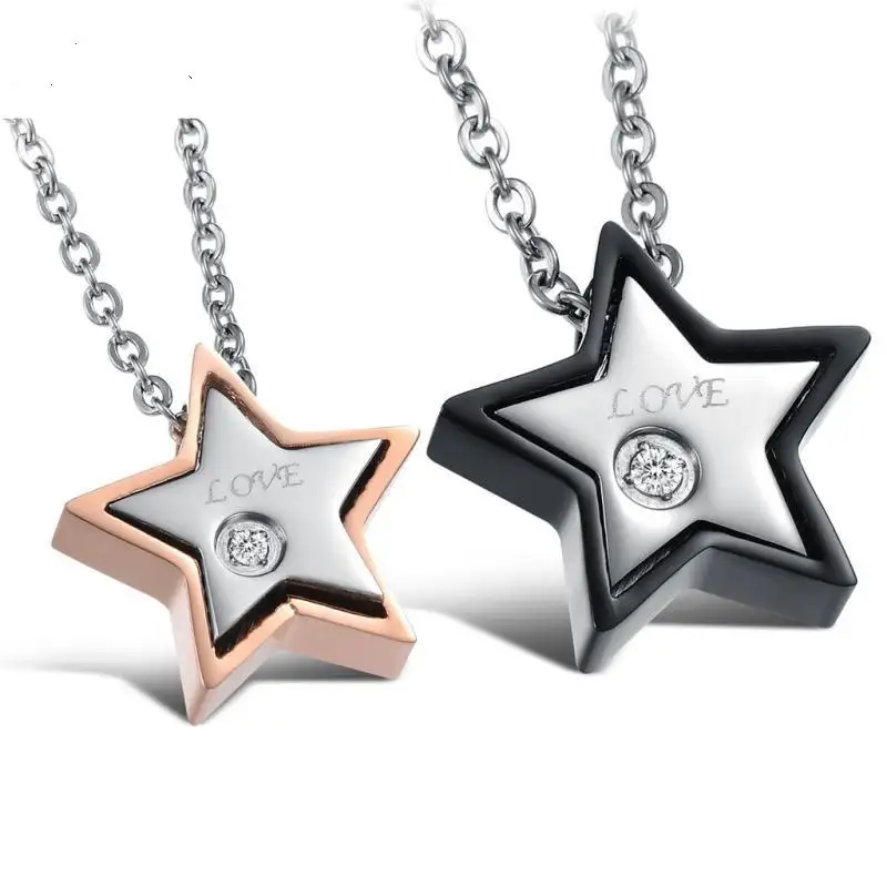 stainless steel love&star pendant necklace