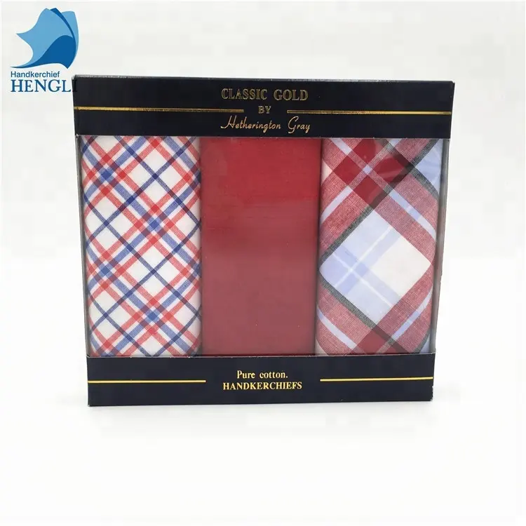 100% 면 3 색 멋을 낼 print fabric 감사해 요 men's 손수건 gift box