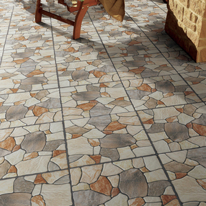 Baldosas de Patio de Piedra de Adoquín Rústicas de 400x400 mm, Baldosas de Porcelana Brillantes <span class=keywords><strong>para</strong></span> Sala de Estar, Pisos de Interiores de Almacenes - Product Image 3