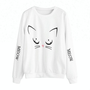 Commercio all'ingrosso della ragazza <span class=keywords><strong>Felpa</strong></span> Con Gatto Orecchio Stampa Personalizzata Cotone Felpe <span class=keywords><strong>Senza</strong></span> <span class=keywords><strong>Cappuccio</strong></span> - Product Image 5