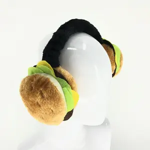 Custom Cute kids and adult winter warmth plush hamburger earmuffs