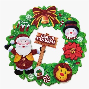 Ornements <span class=keywords><strong>de</strong></span> porte et <span class=keywords><strong>de</strong></span> fenêtre <span class=keywords><strong>de</strong></span> Noël verts, décoration <span class=keywords><strong>de</strong></span> Noël, décoration suspendue pour arbre <span class=keywords><strong>de</strong></span> Noël, une <span class=keywords><strong>couronne</strong></span> avec un nœud - Product Image 2