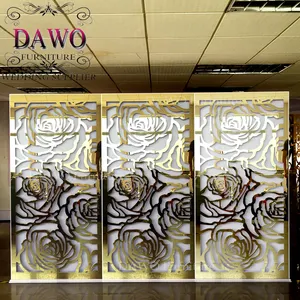 gold stainless steel frame room divider acrylic screen for wedding