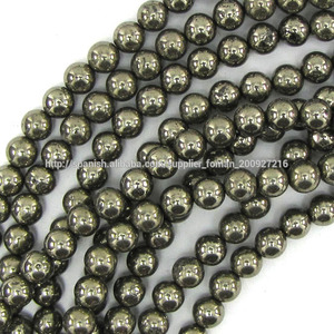 10mmm ronda llanura piedras preciosas perlas sueltas de joyería de pirita - Product Image 1