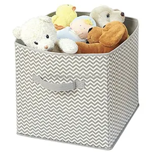 Printed foldable storage cube nylon woven storage basket bin