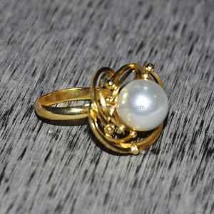 Anillo de plata 925, anillo de piedras preciosas de perlas chapadas en oro, anillo clásico de moda para boda, aniversario, compromiso o fiestas para mujer - Product Image 5