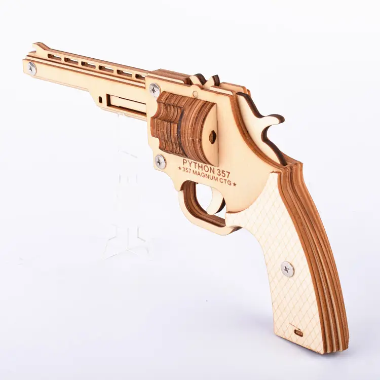 Groothandel Educatief Puzzel Game Goedkope 3D Houten Puzzel rubber pistool