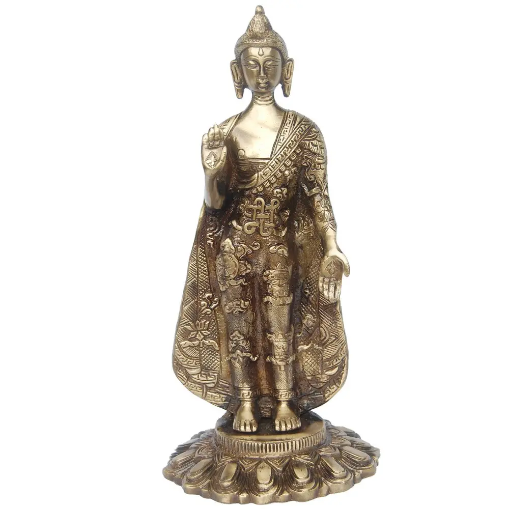 Patung agama kuningan patung Buddha berdiri patung dekorasi rumah Buddha agama ukuran besar