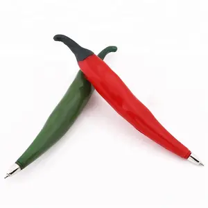 Red Plastic Chilli Pepper Shaped Black Ink Ballpoint Pen With Magnet