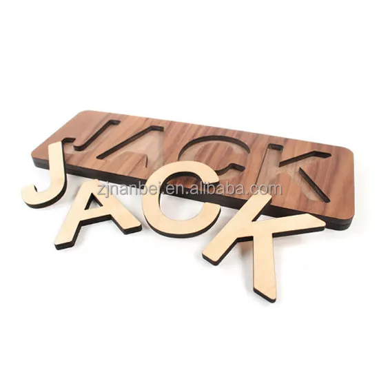 Деревянная головоломка с именем на заказ, деревянные буквы с вырезами, обучающие игрушки для ребенка