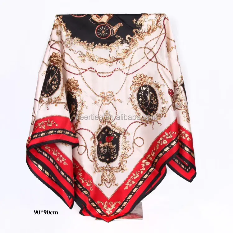 Venda quente novo design elegante lenço de seda 90cm lady stock cachecol