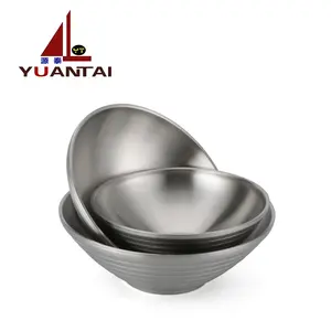 Hot sell double wall mirror polishing stainless steel noodle bowl soup bowl round deep soup bowl