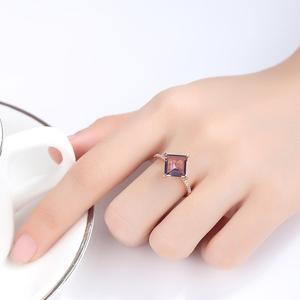 CZCITY Neues Design Naturstein Sterling Silber Quadrat Edelstein Schmuck Verlobung Künstliche Fingerringe für Frauen