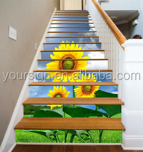 Décoration murale d'<span class=keywords><strong>escalier</strong></span> à fleurs imprimées personnalisées, promotion de produit adhésif vinyle 3d, décalcomanies d'<span class=keywords><strong>escalier</strong></span> - Product Image 4