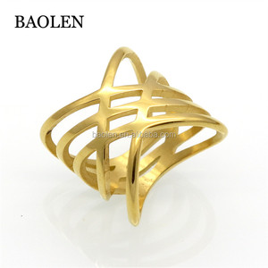 New Hot Sales Unique Shaped Woman Wedding Party Bands Classical Stainless Steel <strong>Gold</strong> <strong>Cocktail</strong> <strong>Rings</strong> for Women Fashion Jewellery - Product Image 1