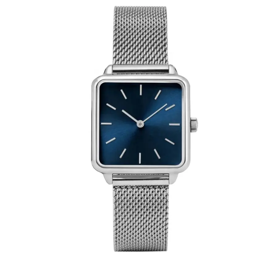 Alibaba Best Selling Women Lady Dress Watches Square Mesh or Leather Bracelet Vintage WristWatch