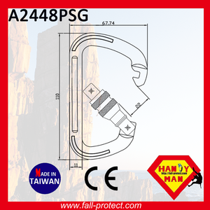 Mosquetón de Montaña con Doble Bloqueo de Rosca y Certificado CE de 22KN - Product Image 2