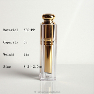 5g cuadrado claro/color de rosa/de oro/plata barras de labios tubo de plástico con UV de revestimiento por pulverización - Product Image 1