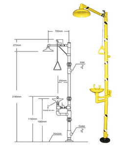 Douche d'urgence et <span class=keywords><strong>lave</strong></span>-<span class=keywords><strong>yeux</strong></span> combinés en ABS jaune pour la <span class=keywords><strong>sécurité</strong></span> - Product Image 2