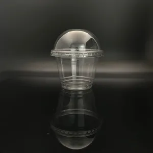8oz 280ml Transparenter Einweg-PET-Dessert-Eis becher aus Kunststoff mit Kuppel abdeckung