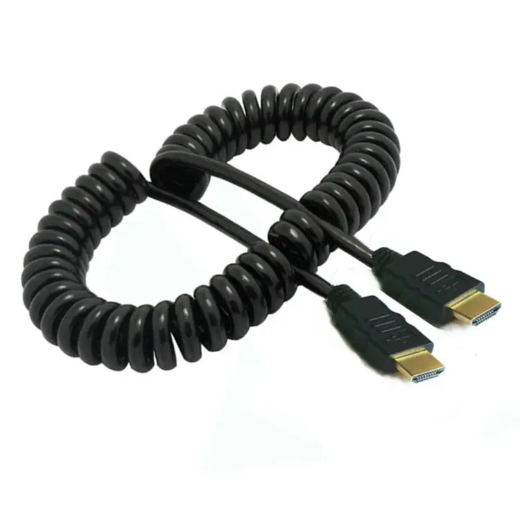 Magelei 1.5m black color Gold plated high definition spring retractable HDMI cable