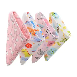 Wholesale boys and girls disposable organic cotton plain white blank newborn triangle saliva towel bibs