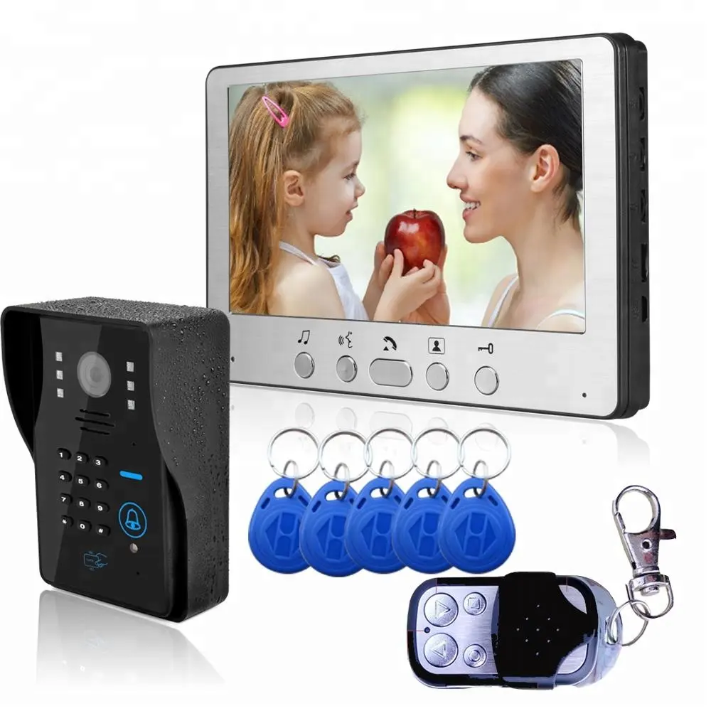 Video Door Phone Wired Video Intercom System with 7 Inch Colorful Screen Night Vision Remote Unlock Camera Doorbell Kit