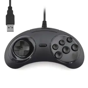 Pengendali USB Sega 6 Tombol, Pengendali USB Joystick Game Pad untuk Sega