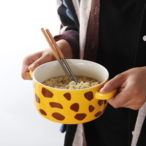 Cerâmica tigelas para animais em forma de animal, coreano, animal, gato, cachorro, sopa, microondas, seguro, salada, arroz com tampa e dois punhos - Product Image 6
