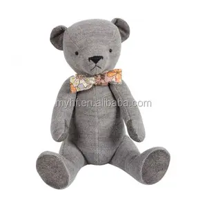 Urso de pelúcia cinza super macio, malha, brinquedo macio como presente para recém-nascidos