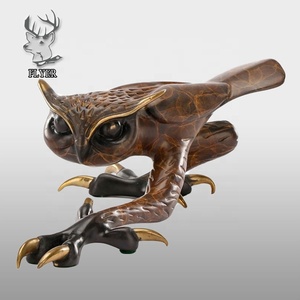 Decoración del hogar, estatua de búho nocturno de pájaro de <span class=keywords><strong>Minerva</strong></span> de bronce de tamaño real a la venta - Product Image 6