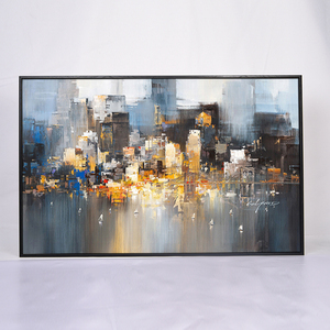 Peinture à l'huile moderne de paysage urbain, toile abstraite, œuvre d'art décorative, décoration murale - Product Image 2