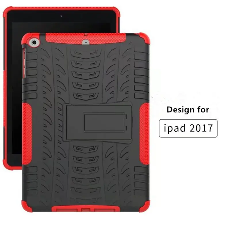 Thiết kế mới nóng bán chống sốc tablet pc trường hợp 2 trong 1 lai hạt tire 9.7 inch nhựa bìa cho new ipad 2017 trường hợp